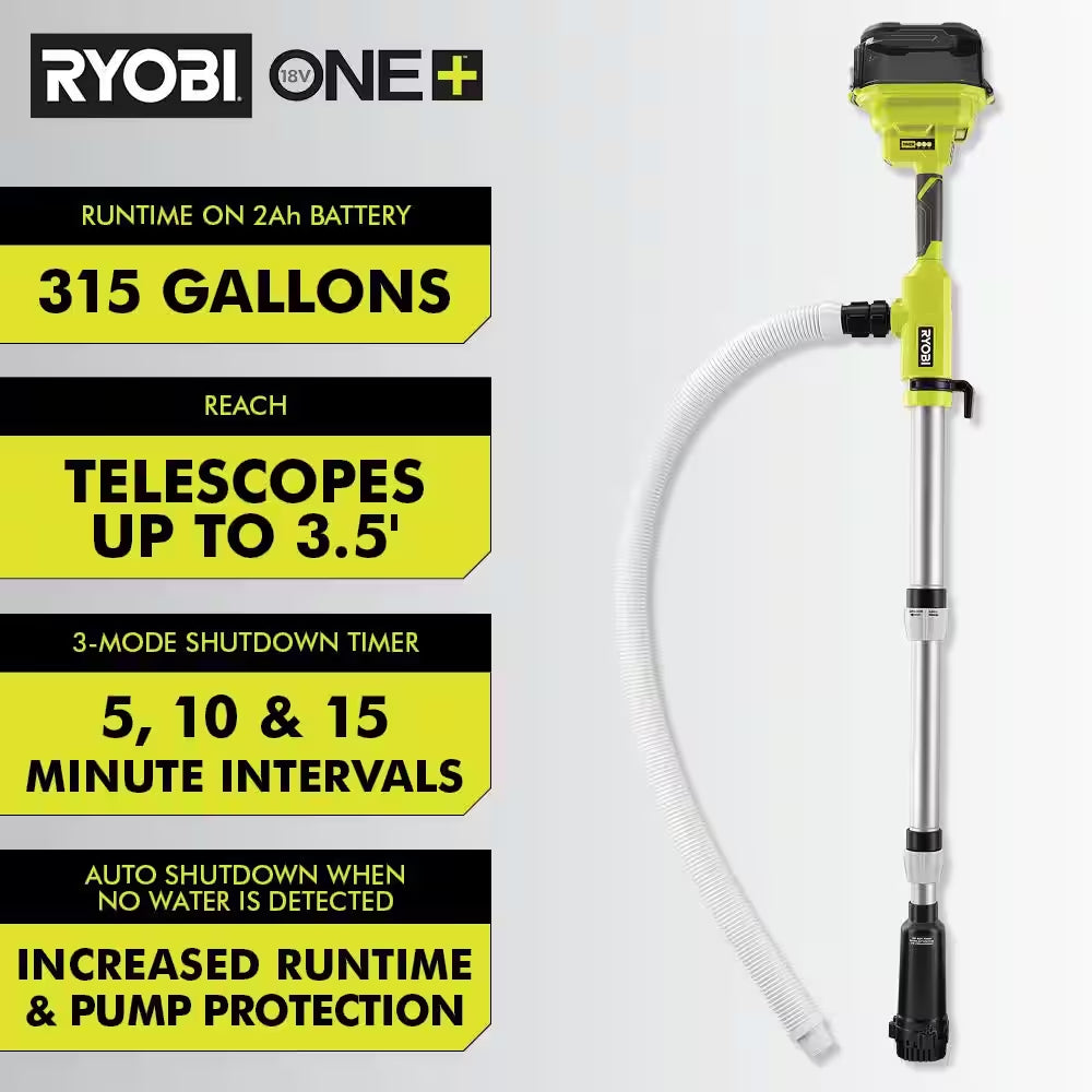 ONE+ 18-Volt Cordless 1/6 HP Telescoping Pole Pump (Tool Only)