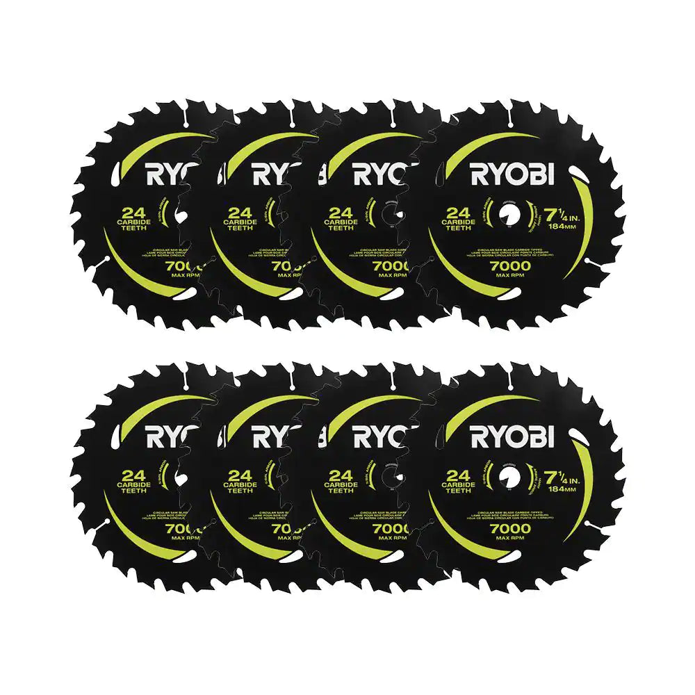 7-1/4 In. X 24 Teeth Carbide Thin Kerf Circular Saw Blade (8-Piece)