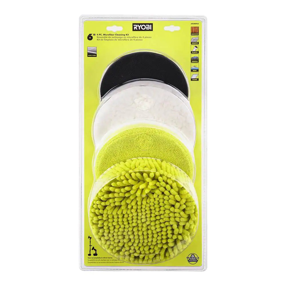 6 In. 4-Piece Microfiber Cleaning Kit for RYOBI P4500 and P4510 Scrubber Tools