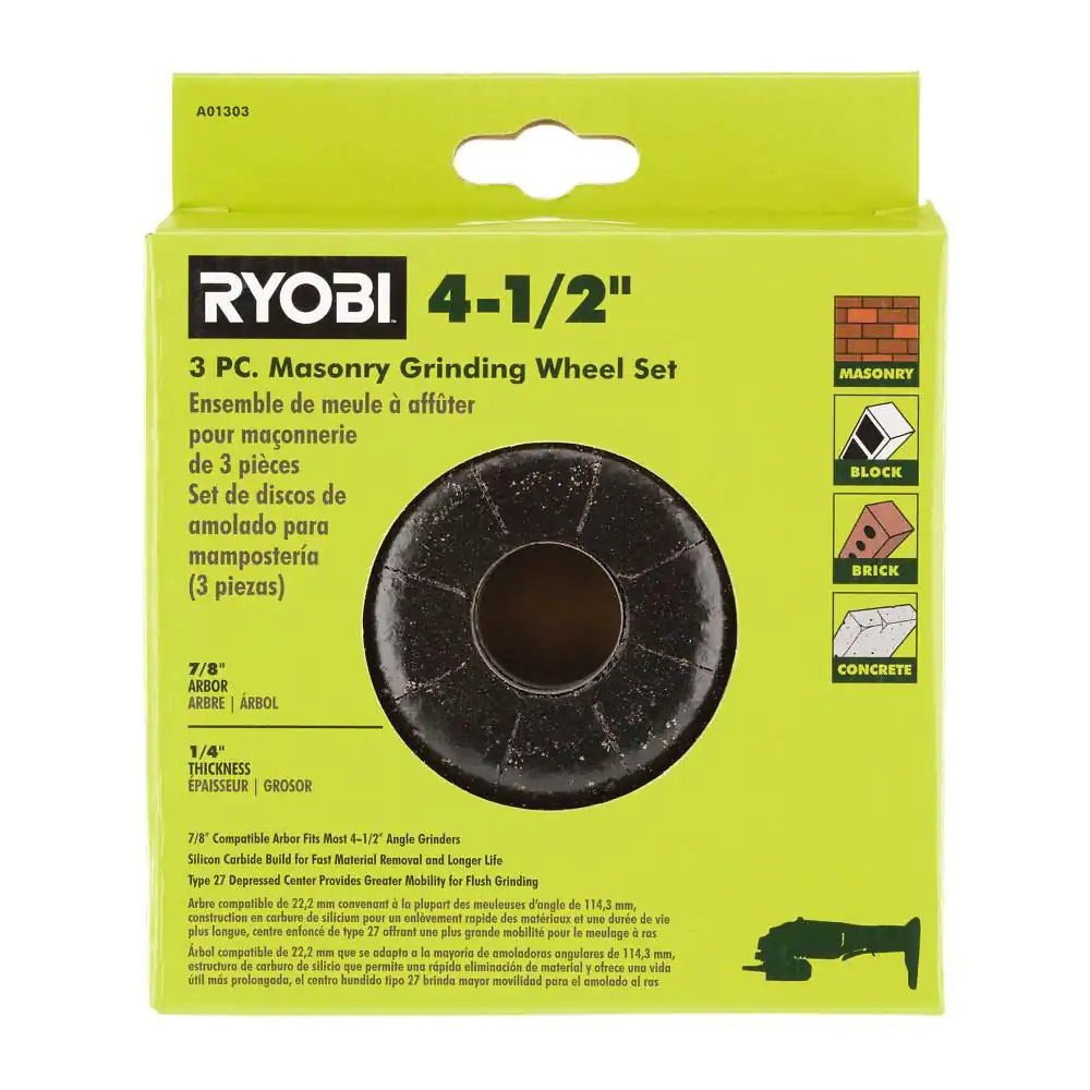 4-1/2 In. Masonry Grinding Wheel (3-Piece)