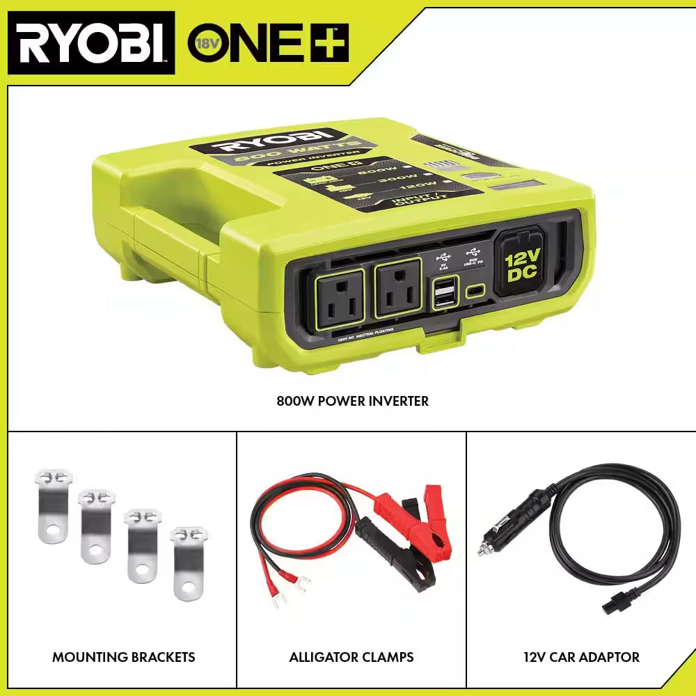 ONE+ 18V 800-Watt Max 12V Automotive Power Inverter with Dual USB Ports