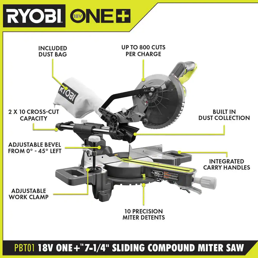 ONE+ 18V Cordless 7-1/4 In. Sliding Compound Miter Saw