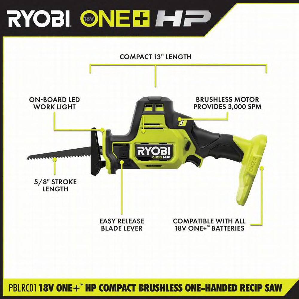 ONE+ HP 18V Brushless Cordless Compact One-Handed Reciprocating Saw (Tool Only)