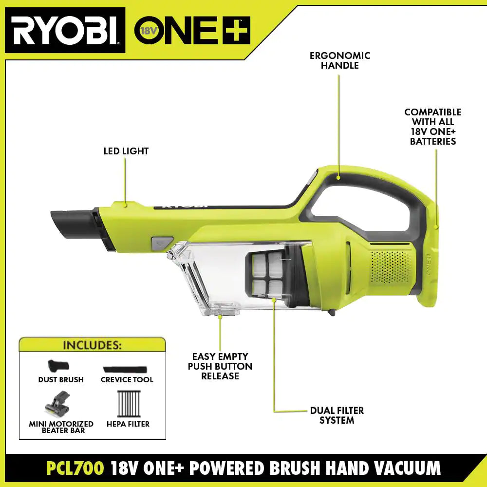 ONE+ 18V Cordless Hand Vacuum with Powered Brush (Tool Only)