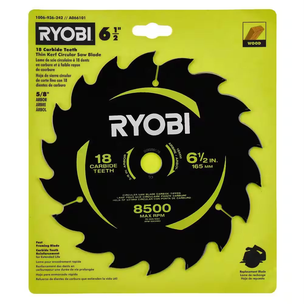 6-1/2 In. 18T Carbide Tipped Thin Kerf Circular Saw Blade