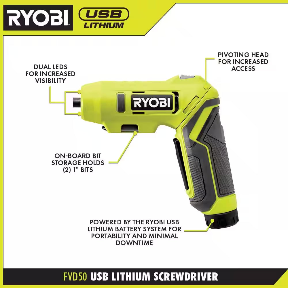 USB Lithium Screwdriver Kit and USB Lithium (2) 2.0 Ah Lithium-Ion Rechargeable Batteries