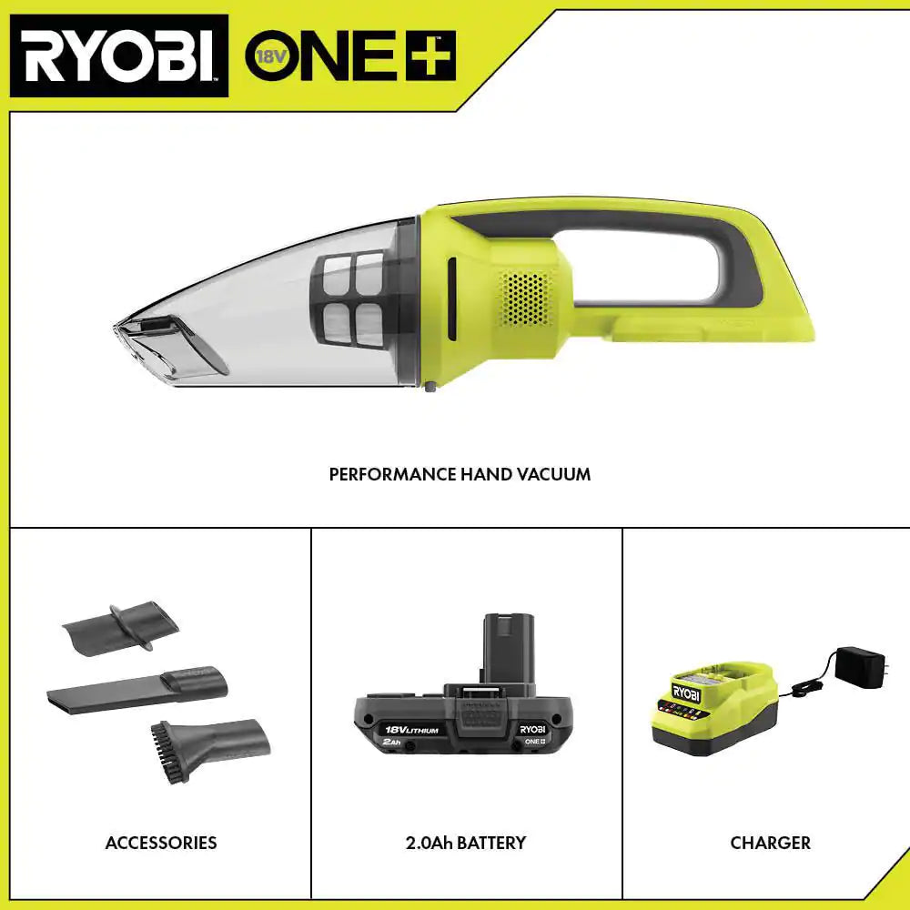 ONE+ 18V Cordless Performance Hand Vacuum Kit with 2.0 Ah Battery and Charger