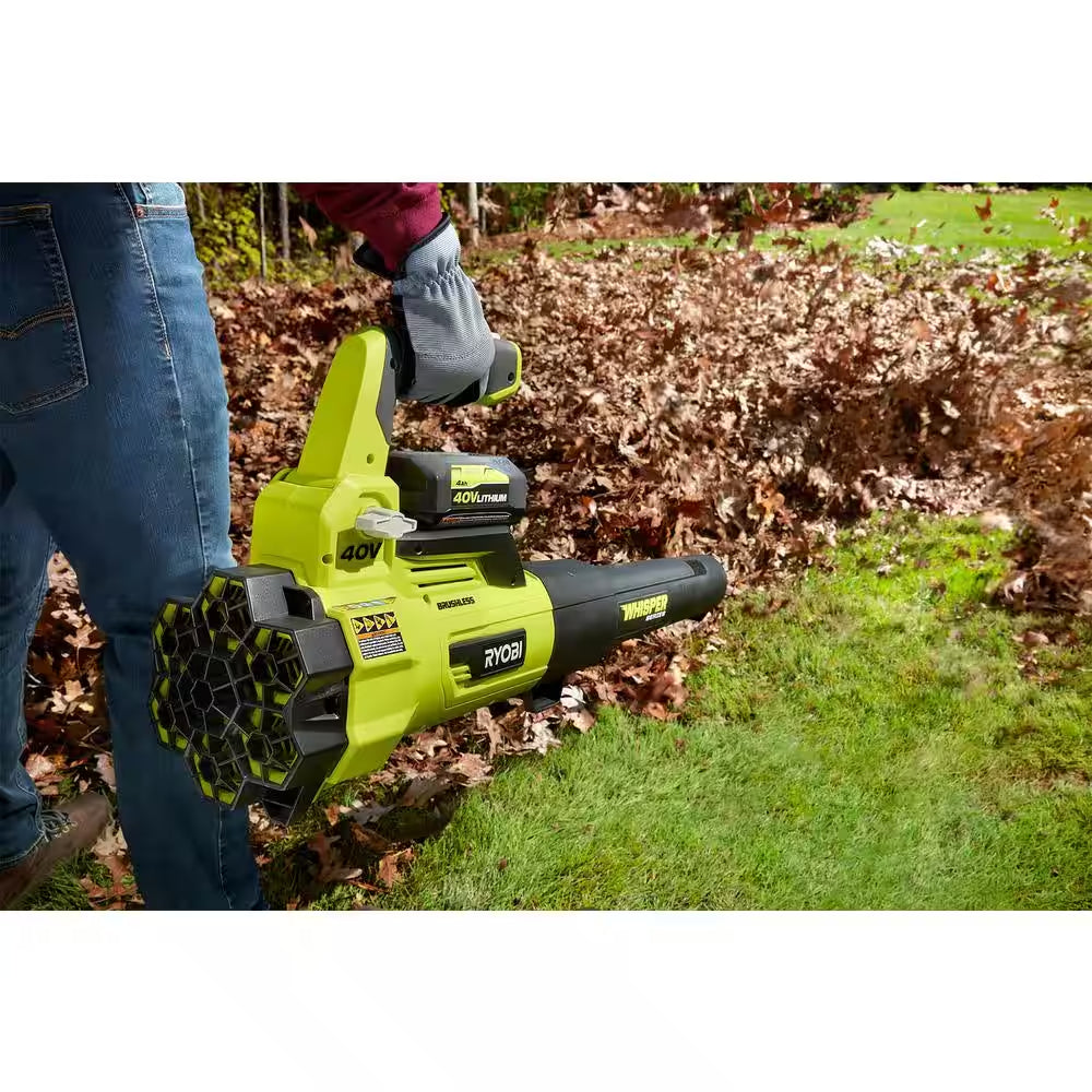40V Brushless 125 MPH 550 CFM Cordless Battery Whisper Series Jet Fan Blower with 4.0 Ah Battery and Charger