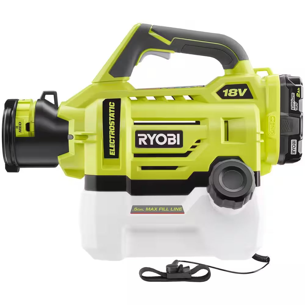 ONE+ 18V Cordless Electrostatic 0.5 Gal. Sprayer with Extra Low/Medium/High Nozzles with 2.0 Ah Battery and Charger