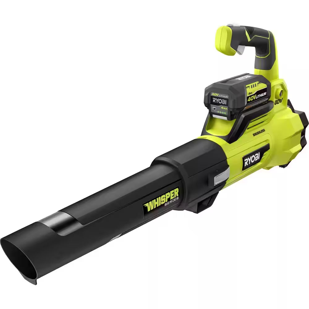 40V Brushless 125 MPH 550 CFM Cordless Battery Whisper Series Jet Fan Blower with 4.0 Ah Battery and Charger