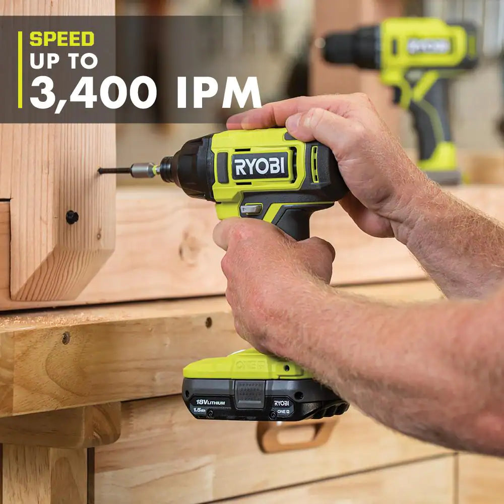 ONE+ 18V Cordless 1/4 In. Impact Driver Kit with (2) 1.5 Ah Batteries and Charger