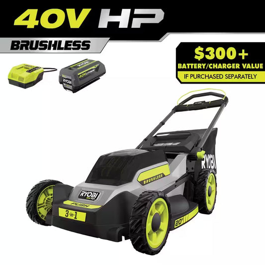 40V HP Brushless 20 In. Cordless Battery Walk behind Push Mower with 6.0 Ah Battery and Charger
