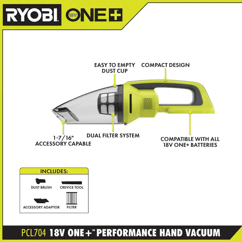 ONE+ 18V Cordless Performance Hand Vacuum Kit with 2.0 Ah Battery and Charger