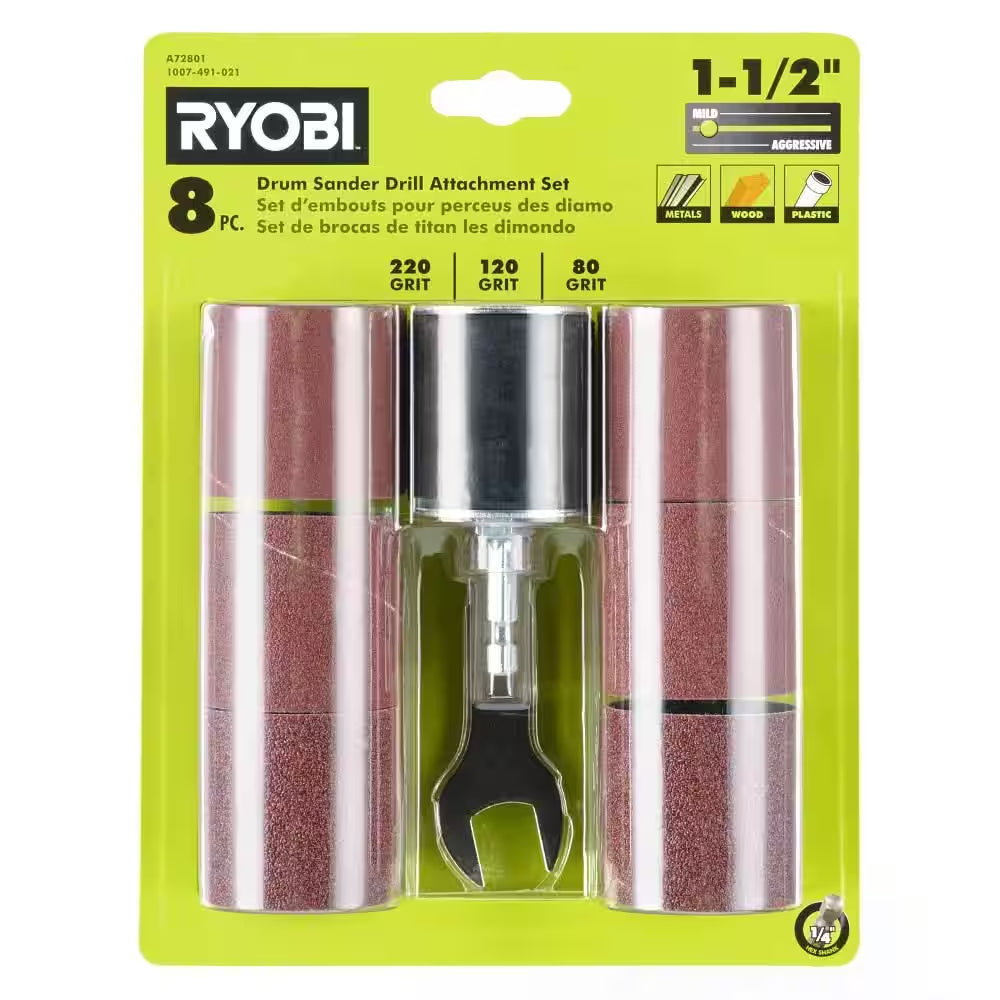 Drum Sander Drill Attachment Set (8-Piece)