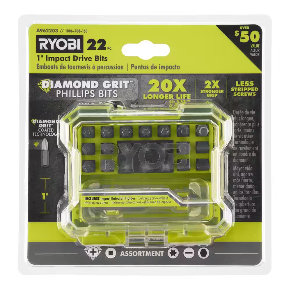 1 In. Diamond Grit Impact Drive Bits (22-Piece)