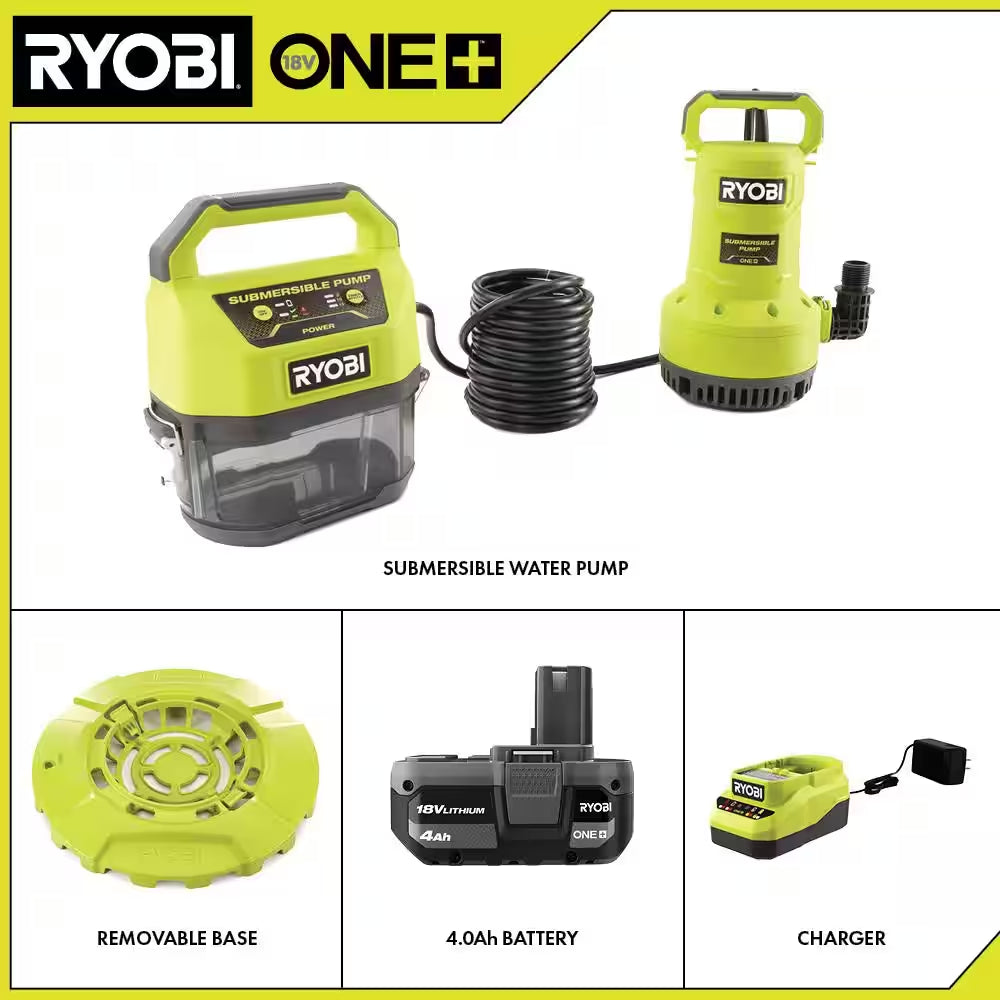 ONE+ 18V 1/6 Hp. Submersible Pump with 4Ah Battery and Charger