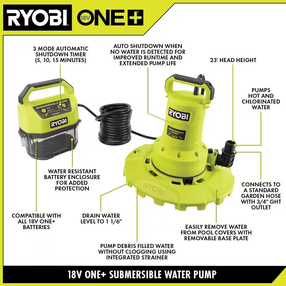 ONE+ 18V 1/6 Hp. Submersible Pump with 4Ah Battery and Charger