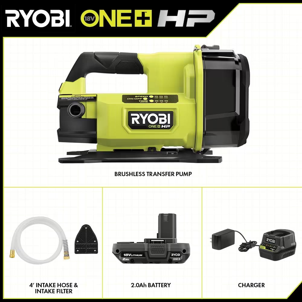 ONE+ HP 18V 1/4 Hp Cordless Battery Powered Transfer Pump with 2.0 Ah Battery and Charger