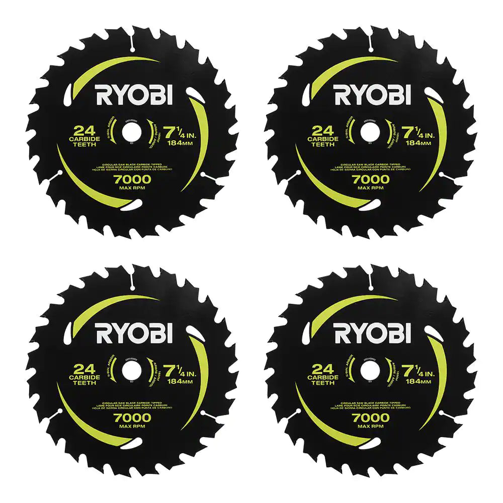 7-1/4 In. X 24 Teeth Carbide Thin Kerf Circular Saw Blade (4-Piece)