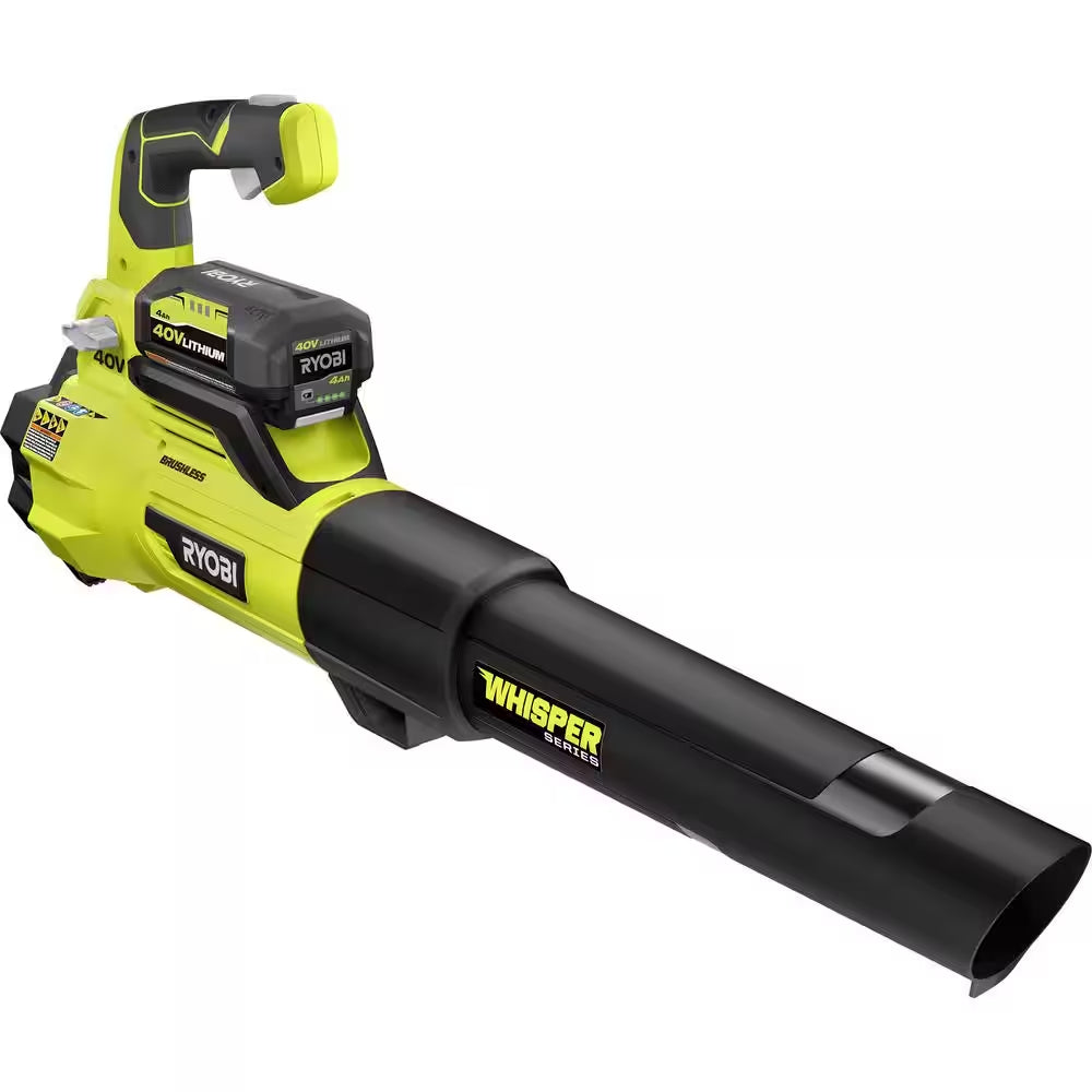 40V Brushless 125 MPH 550 CFM Cordless Battery Whisper Series Jet Fan Blower with 4.0 Ah Battery and Charger