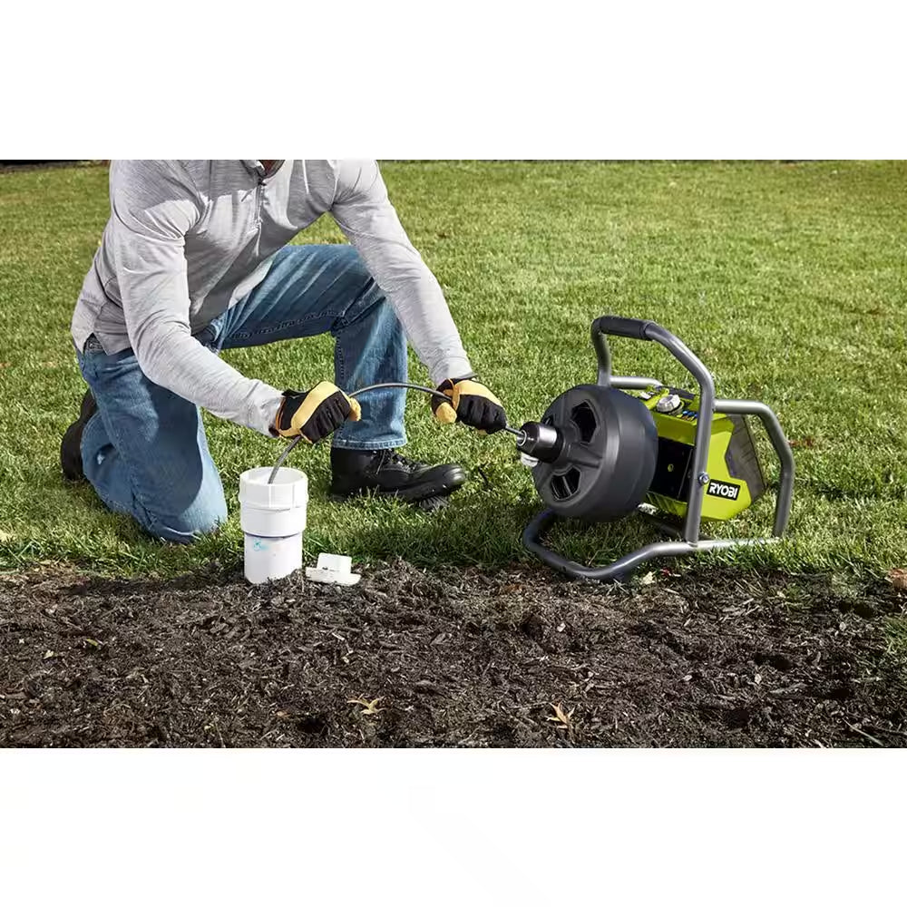 ONE+ 18V Hybrid Drain Auger Kit with 50 Ft. Cable, 2 Ah Battery, 18V Charger, and Accessories
